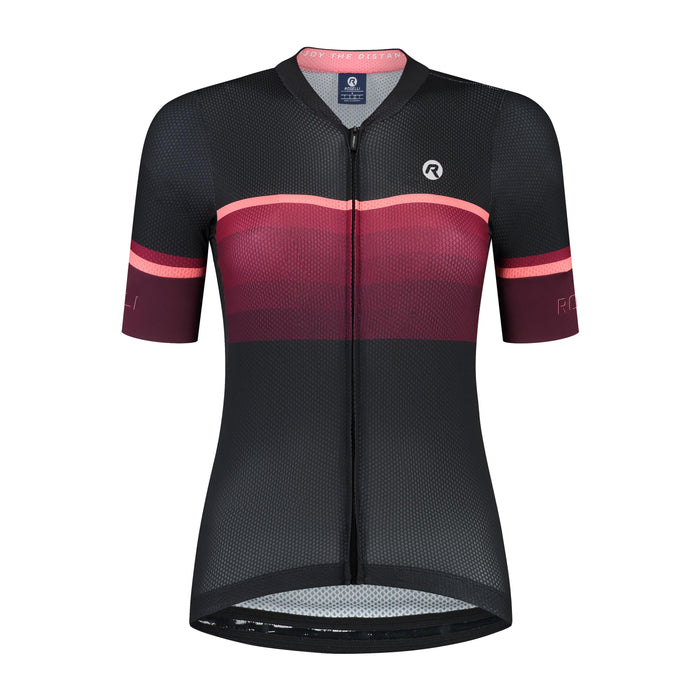 Rogelli Impress II fietsshirt dames bordeaux korte mouw voorkant.