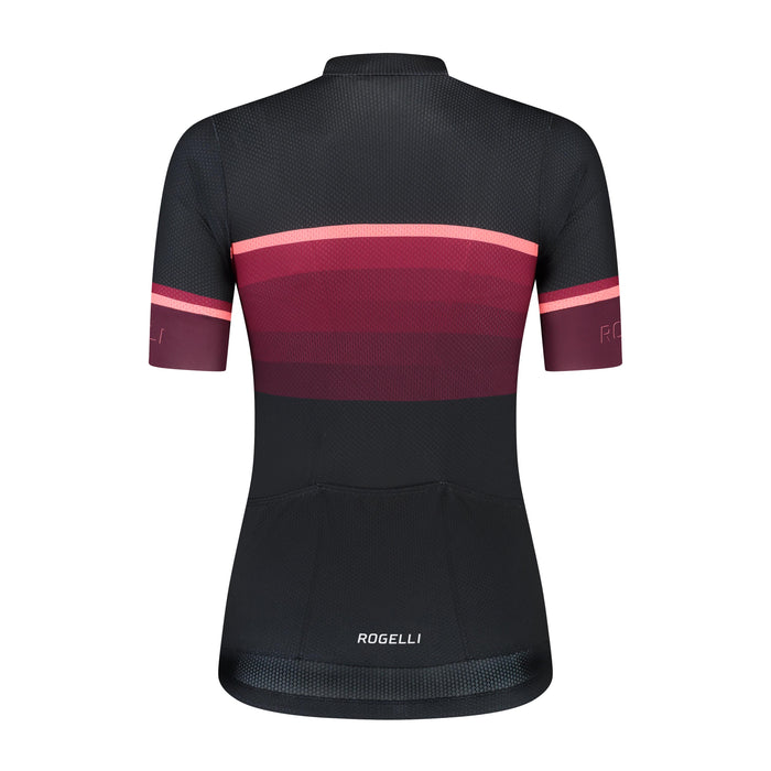 Rogelli Impress II fietsshirt dames bordeaux korte mouw achterkant.