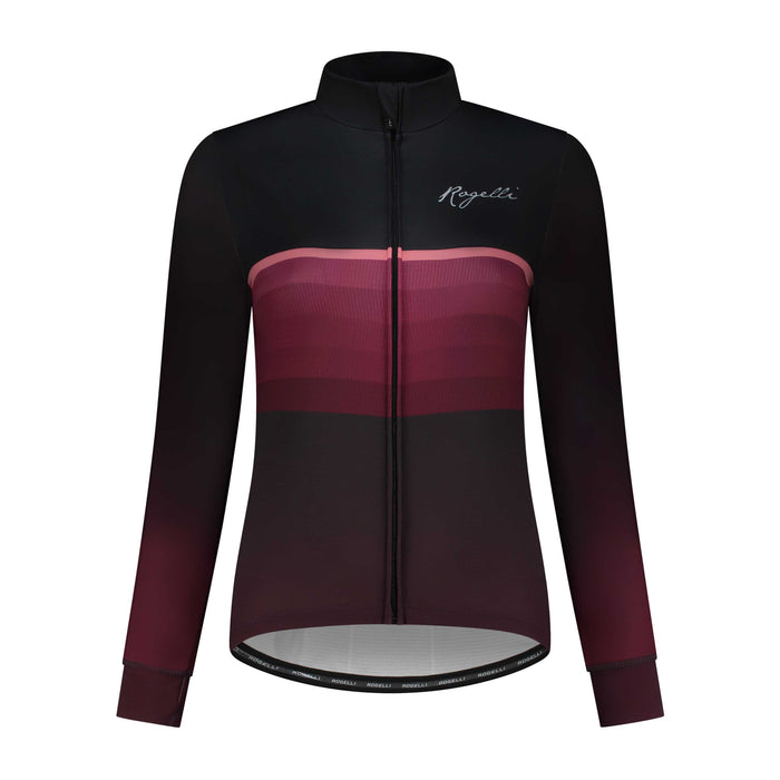Rogelli Impress II fietsshirt dames bordeaux lange mouw voorkant.