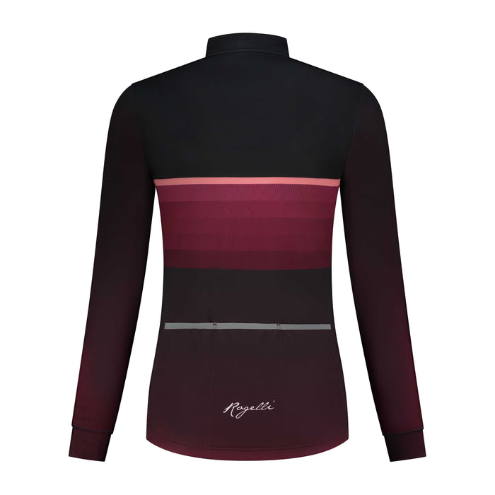 Rogelli Impress II fietsshirt dames bordeaux lange mouw achterkant.