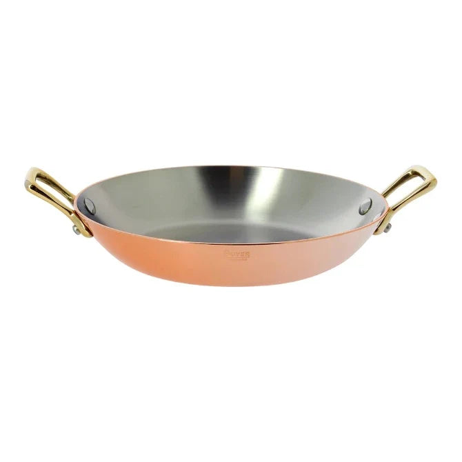 Inocuivre Round Dish with Brass Handles 4.7 inch diameter