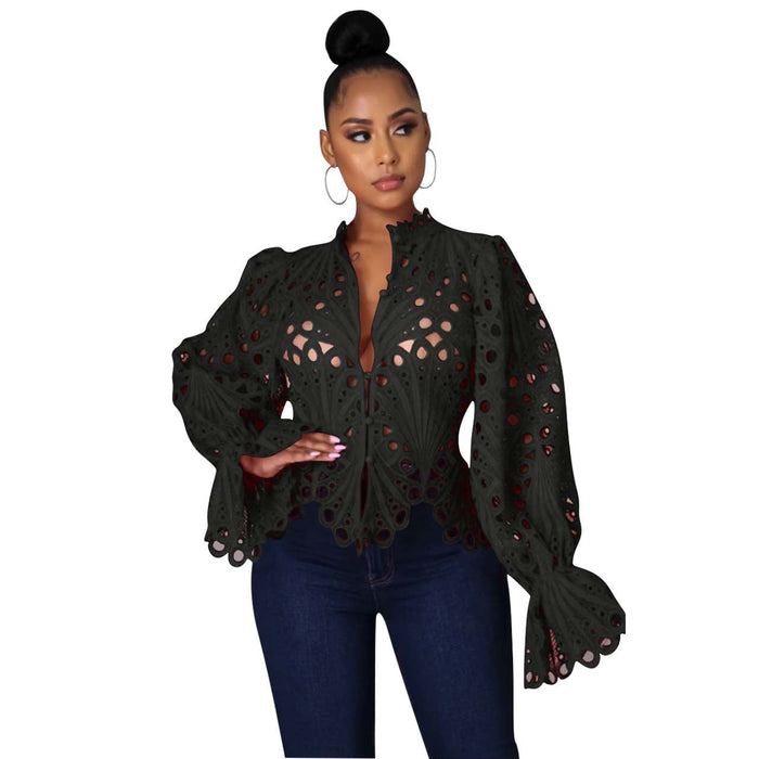 ISALI™ - Chic Asymmetrical Flounce Sleeve Blouse