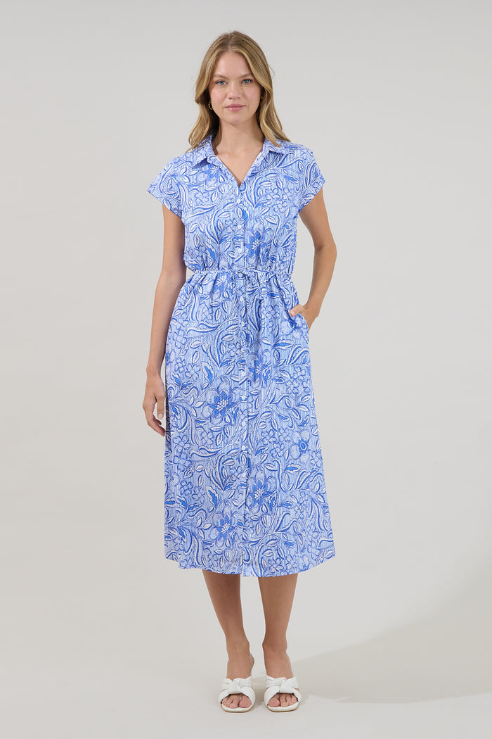 Jana Button Down Midi Dress Floral