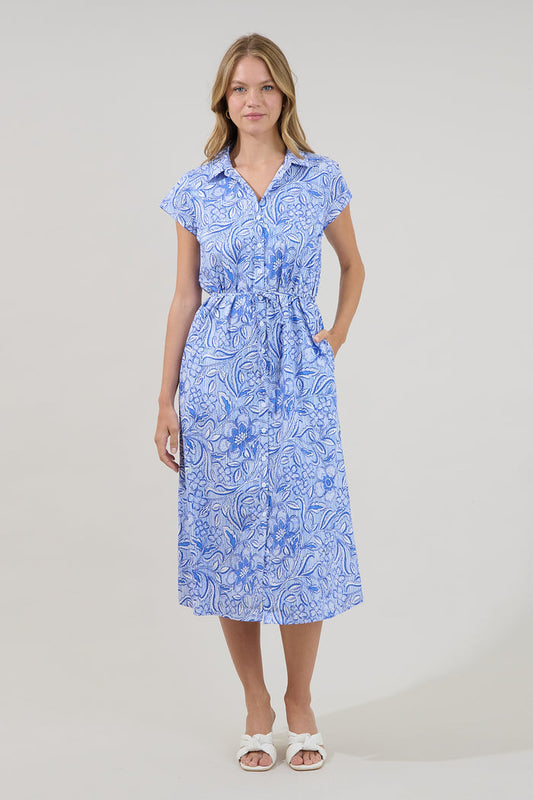 Jana Button Down Midi Dress Floral
