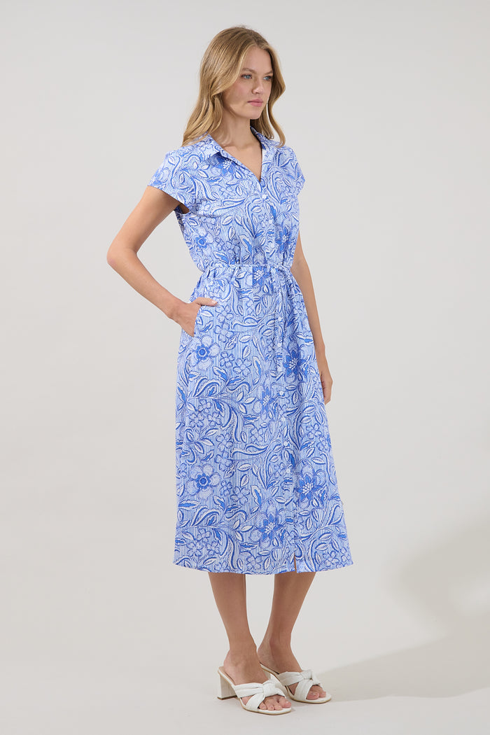 Jana Button Down Midi Dress Floral