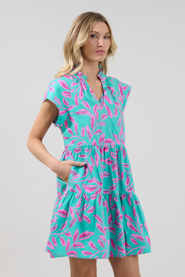 Janelly Poplin Tiered Mini Dress Palmate