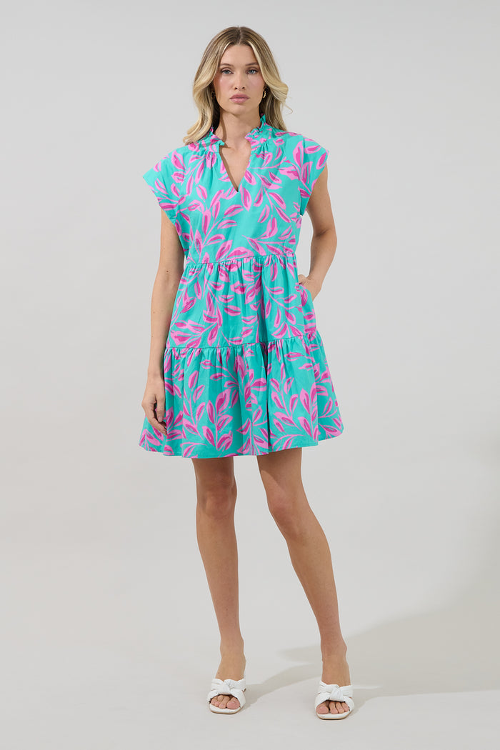 Janelly Poplin Tiered Mini Dress Palmate