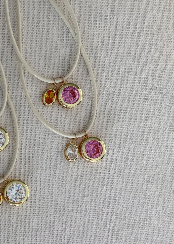 Jay Cord Necklace - Pink & Clear