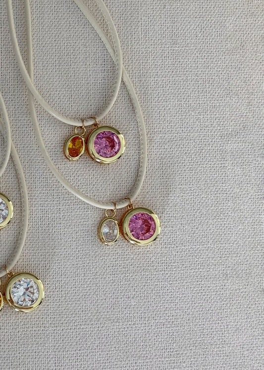 Jay Cord Necklace - Pink & Clear