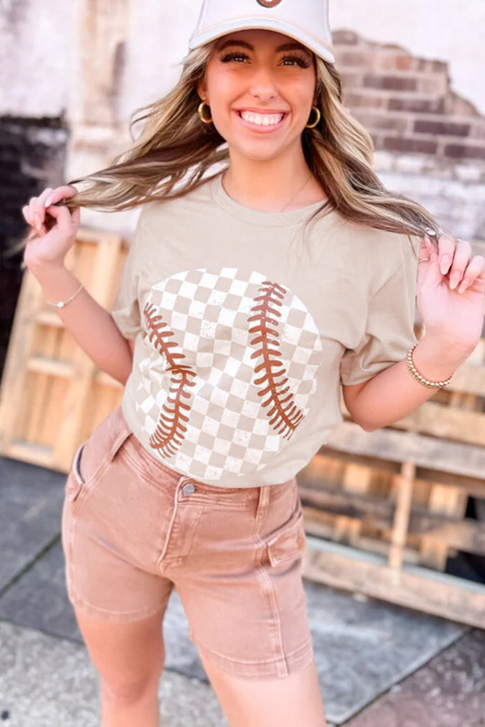 Jet Stream Checkered Baseball Graphic Tee - Graphic/Graphic Tees