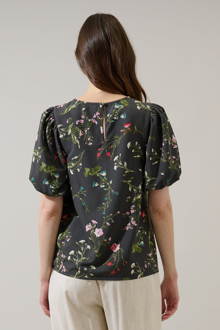 Jilly Floral Melida Bubble Sleeve Blouse
