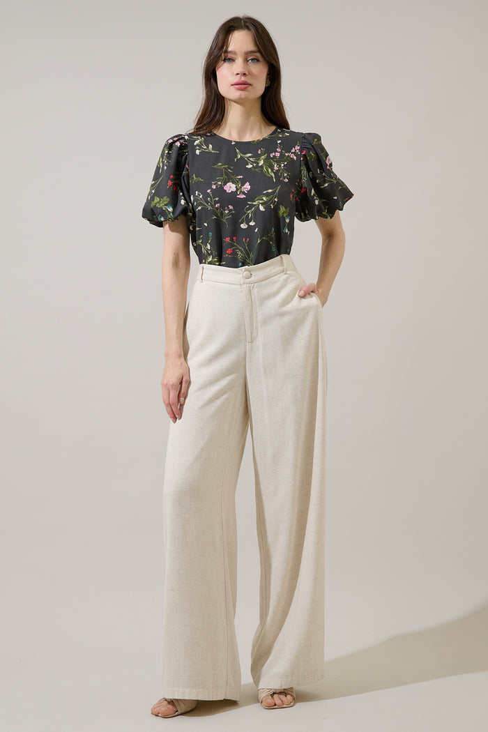Jilly Floral Melida Bubble Sleeve Blouse