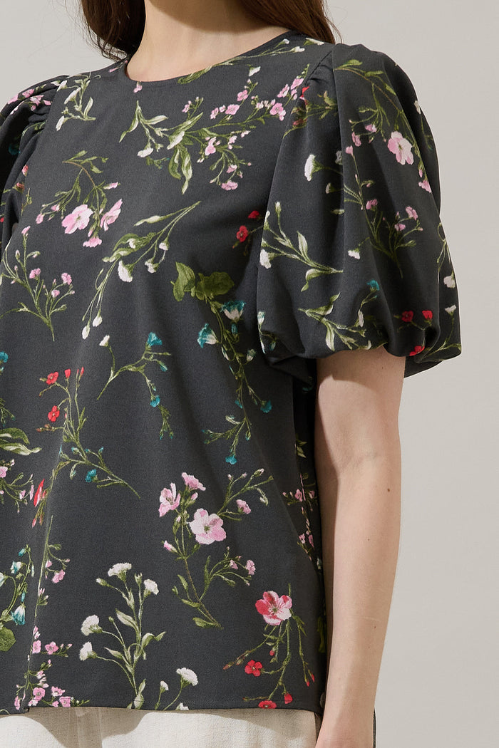 Jilly Floral Melida Bubble Sleeve Blouse