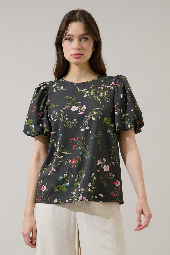 Jilly Floral Melida Bubble Sleeve Blouse