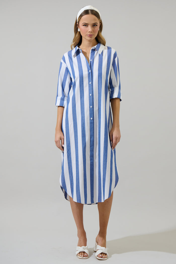 Jordy Striped Shirt Midi Dress