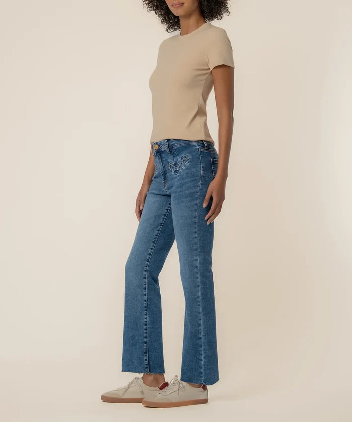 Kelsey High Rise Ankle Flare Fake Welt Front Pockets