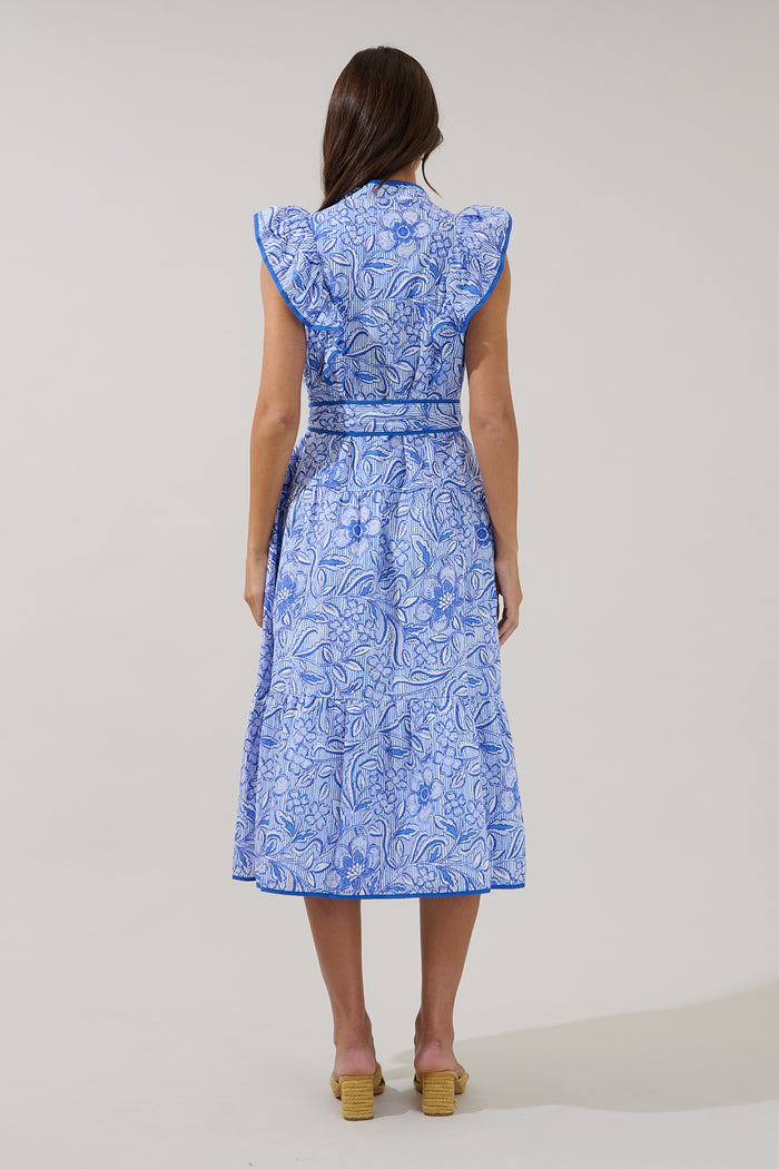 Kiana Ruffle Midi Dress Floral