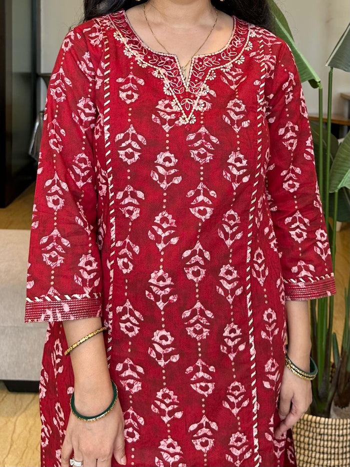 Kiara Batik Cotton Set- Red