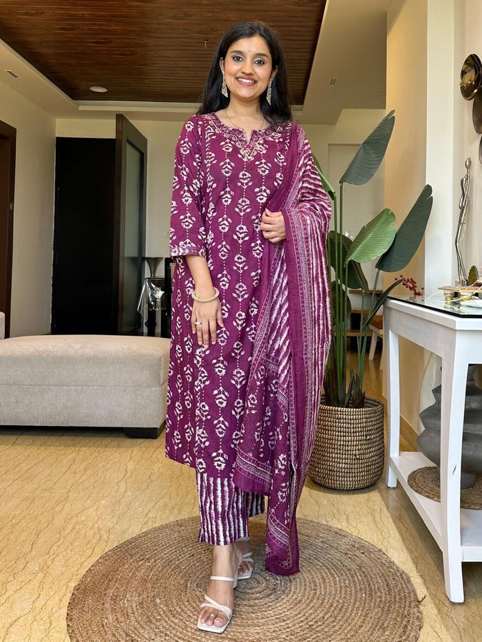 Kiara Batik Cotton Set- Violet