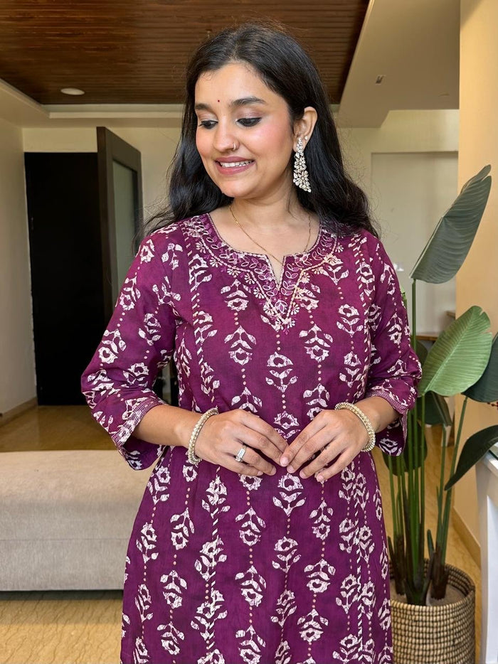 Kiara Batik Cotton Set- Violet