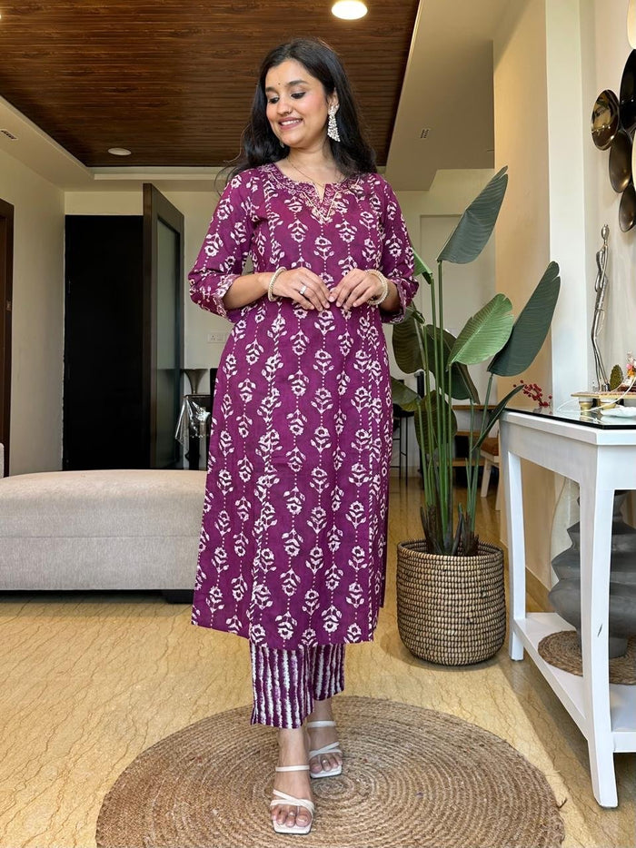 Kiara Batik Cotton Set- Violet