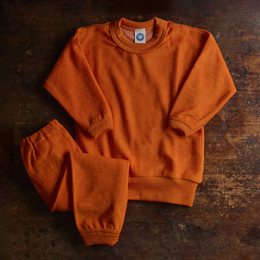 Kids Merino Wool Terry Pyjama Set - Saffron