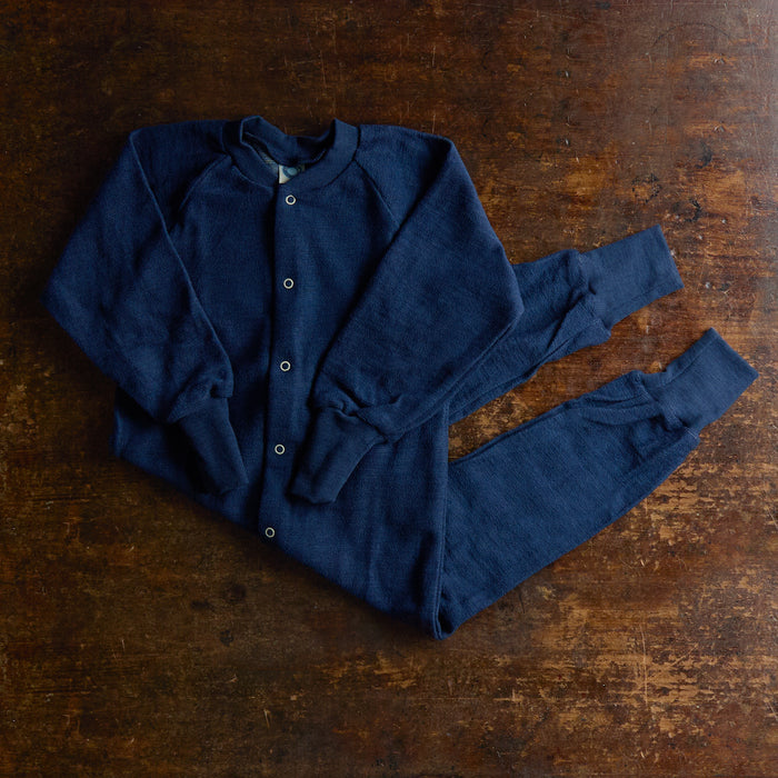 Kids Merino Wool Terry Pyjamas - Blue