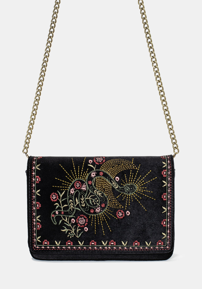 Kobra Snake Embroidered Crossbody Bag