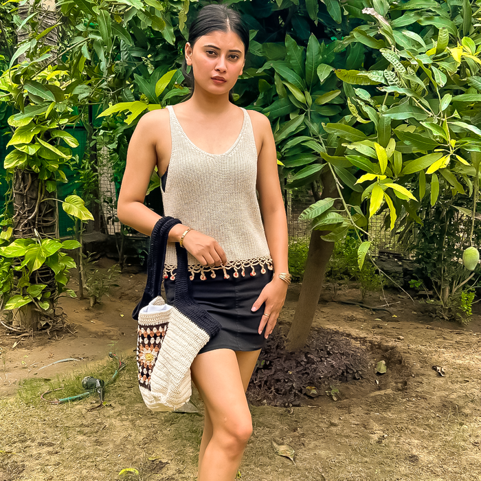 Lana Crochet Top – Eco-Friendly Handknitted Minimal Summer Top for Women - Mojopanda Organic  Store