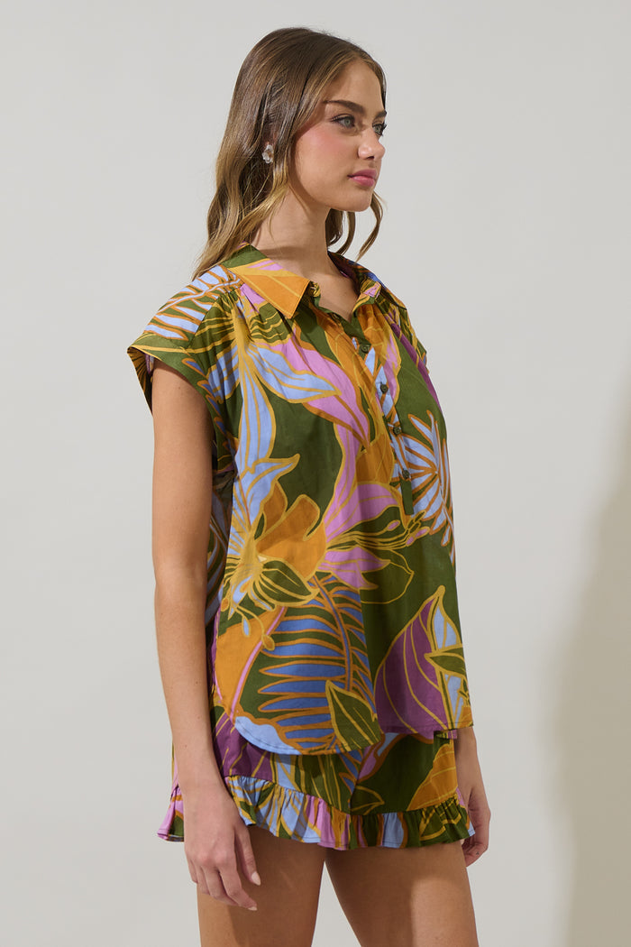 Lilburn Tropics Ramy Collared Top