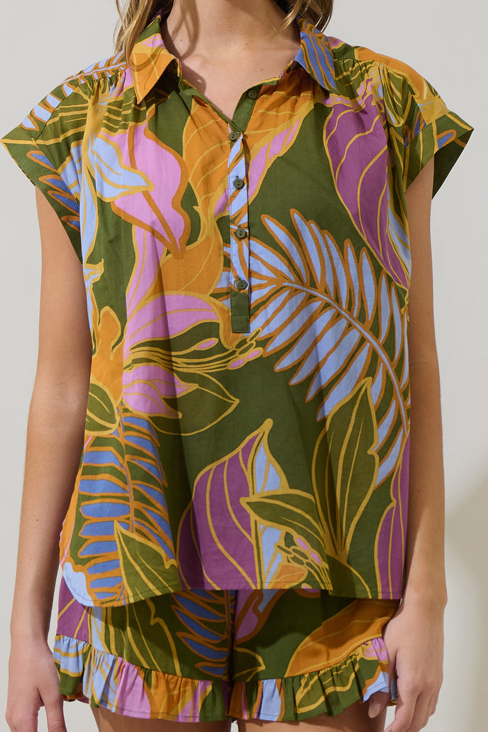 Lilburn Tropics Ramy Collared Top