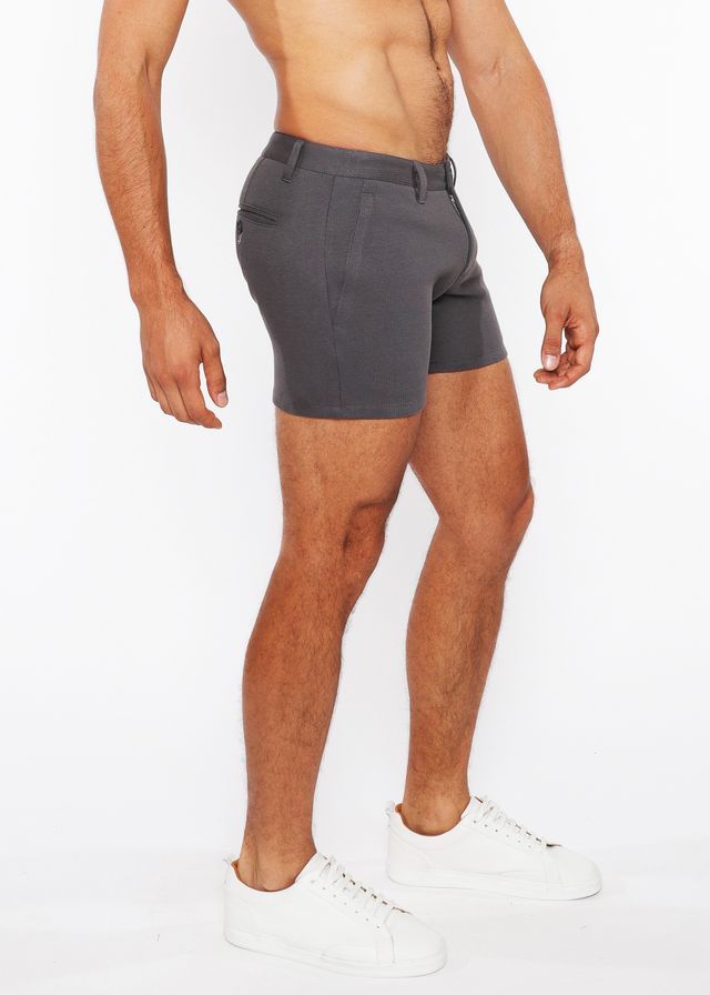 LINEN-LOOK TEXTURED SHORT W/ ZIP POCKETS