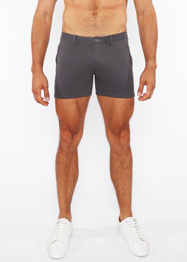 LINEN-LOOK TEXTURED SHORT W/ ZIP POCKETS