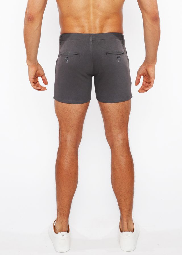 LINEN-LOOK TEXTURED SHORT W/ ZIP POCKETS