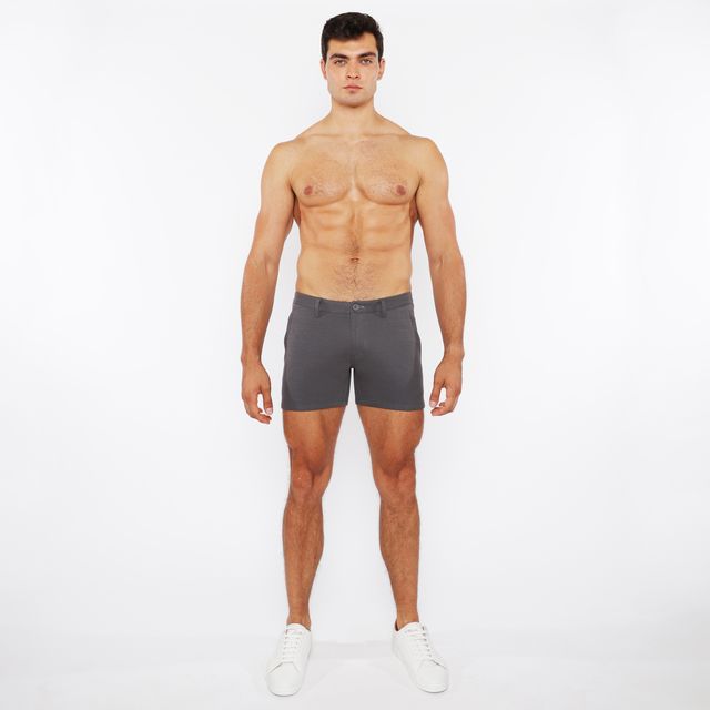 LINEN-LOOK TEXTURED SHORT W/ ZIP POCKETS