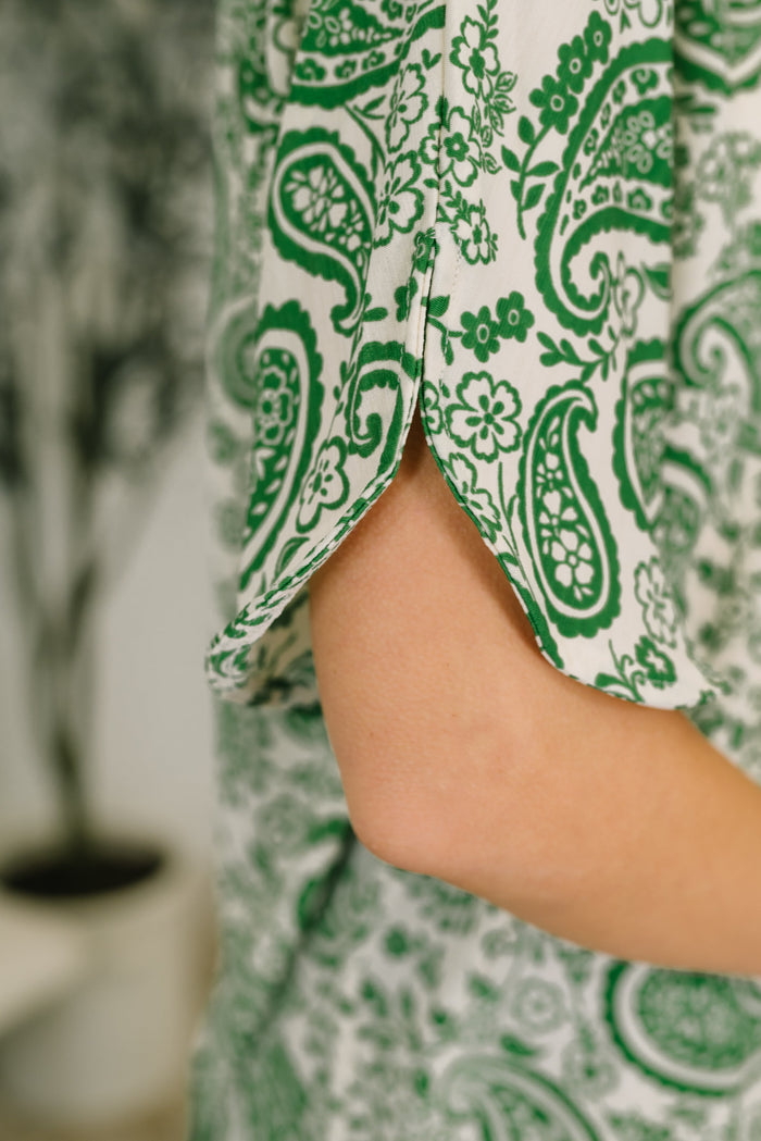 Lizzy Breeze Top in Green Paisley by Dear Scarlett