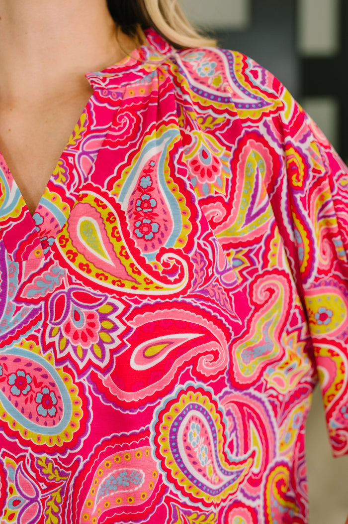 Lizzy Breeze Top in Hot Pink Paisley by Dear Scarlett