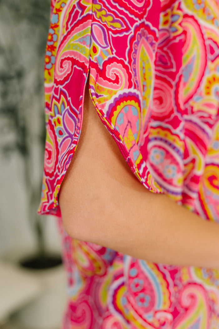 Lizzy Breeze Top in Hot Pink Paisley by Dear Scarlett
