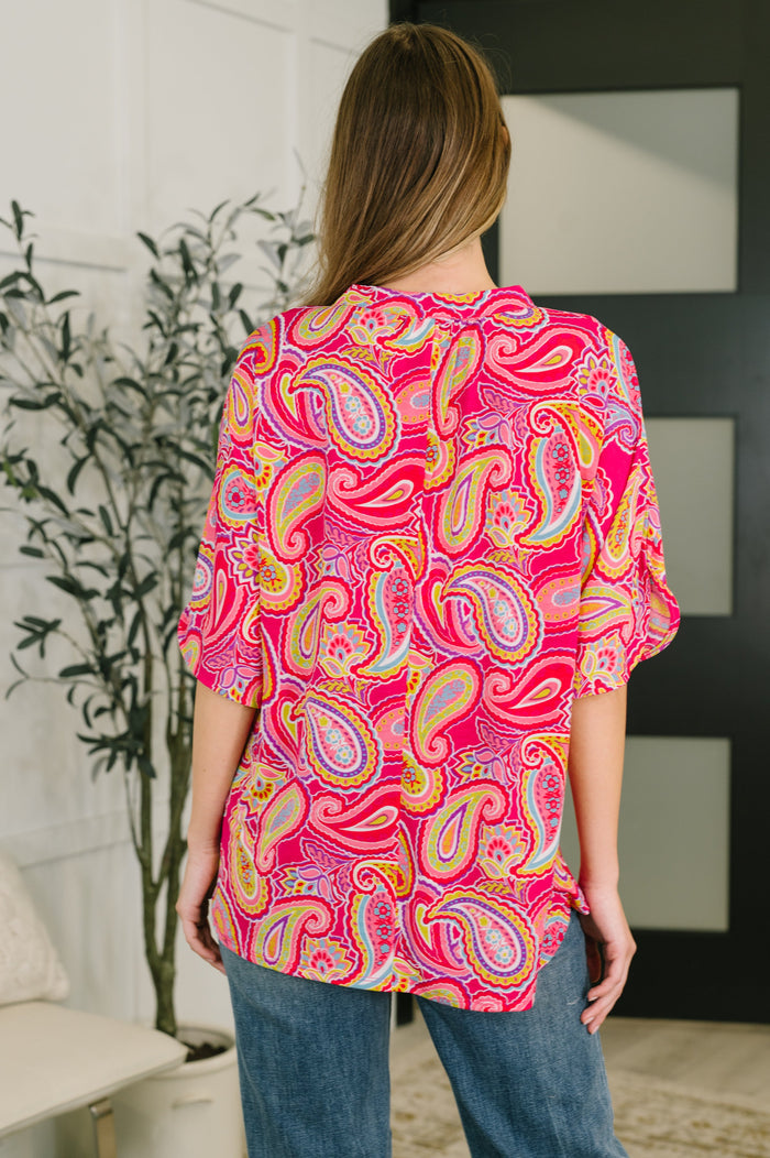 Lizzy Breeze Top in Hot Pink Paisley by Dear Scarlett