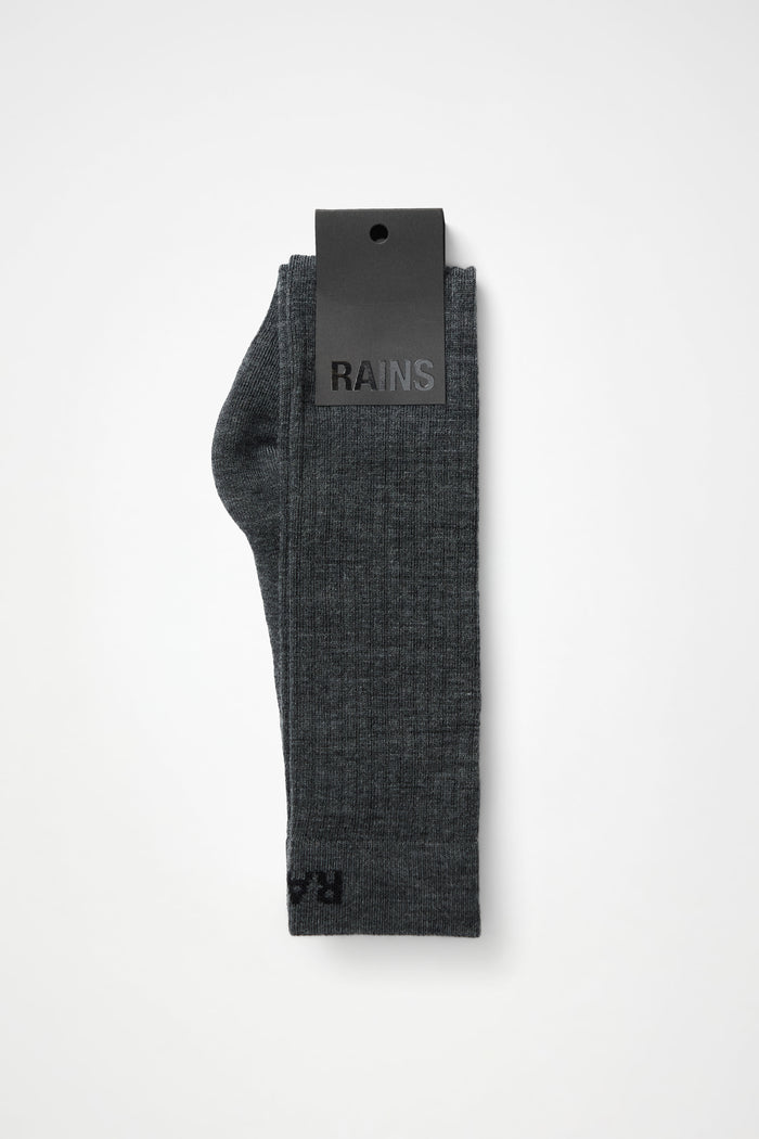 RAINS Logo Knee High Socks Dark Grey Socks