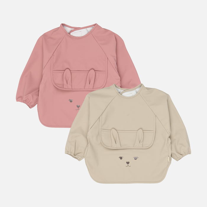 Long Sleeved Bunny Bib - Ash Rose - Set of 2