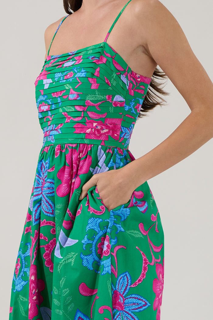 Lucero Pleated Midi Dress Cabina Floral