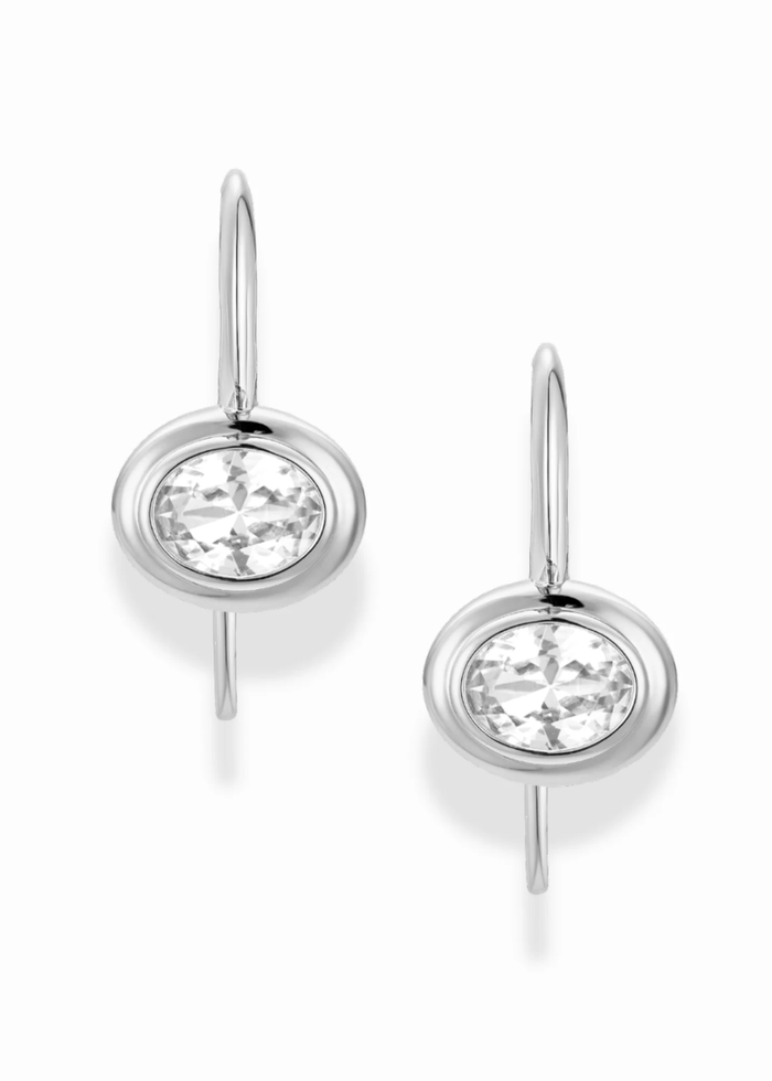Lucia Oval French Hook Earrings - Silver