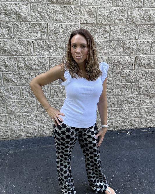 Lulu B Medallion Wide-Leg Palazzo Pants – Silver & Black
