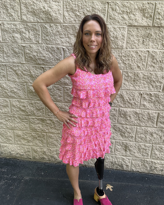 Lulu B Sleeveless Cha Cha Dress in Coral Mosaic | UPF 50+ Luxury Sun Protection