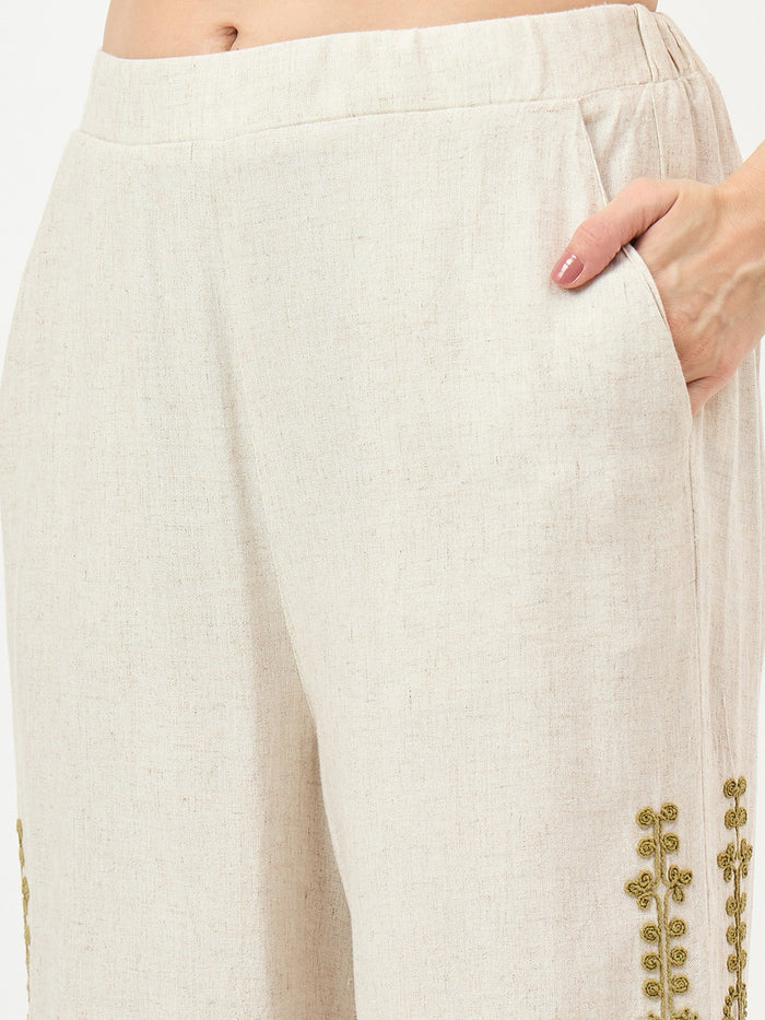 Madame Beige Embroidered Co-ord Set