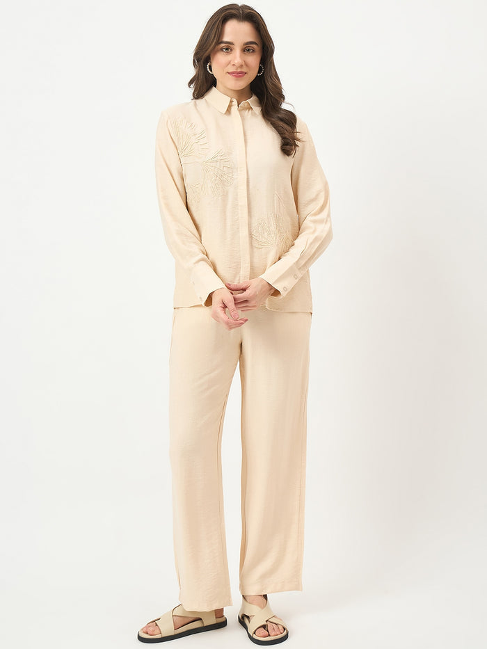 Madame Beige Rayon-Blend Co-ord Top