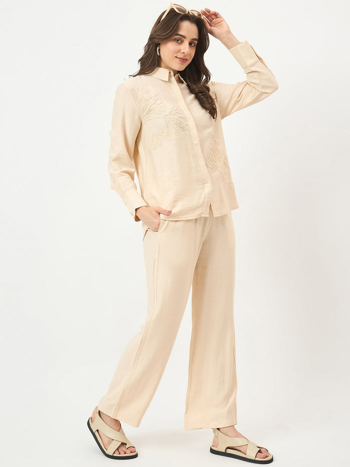 Madame Beige Rayon-Blend Co-ord Top