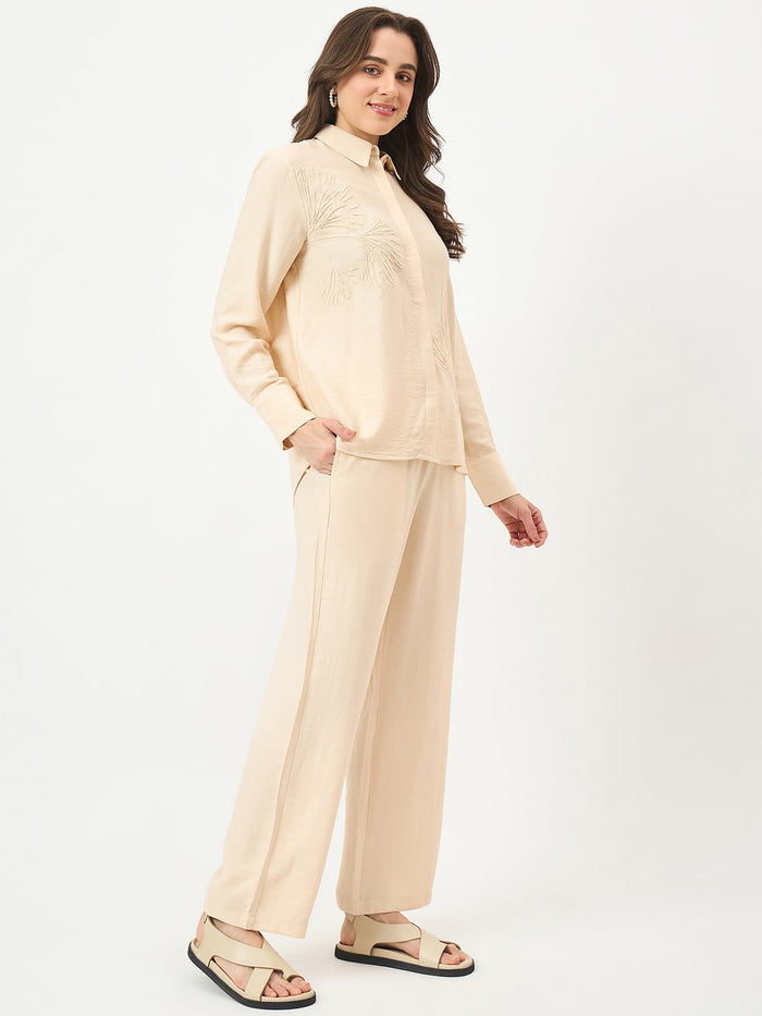 Madame Beige Rayon-Blend Co-ord Top