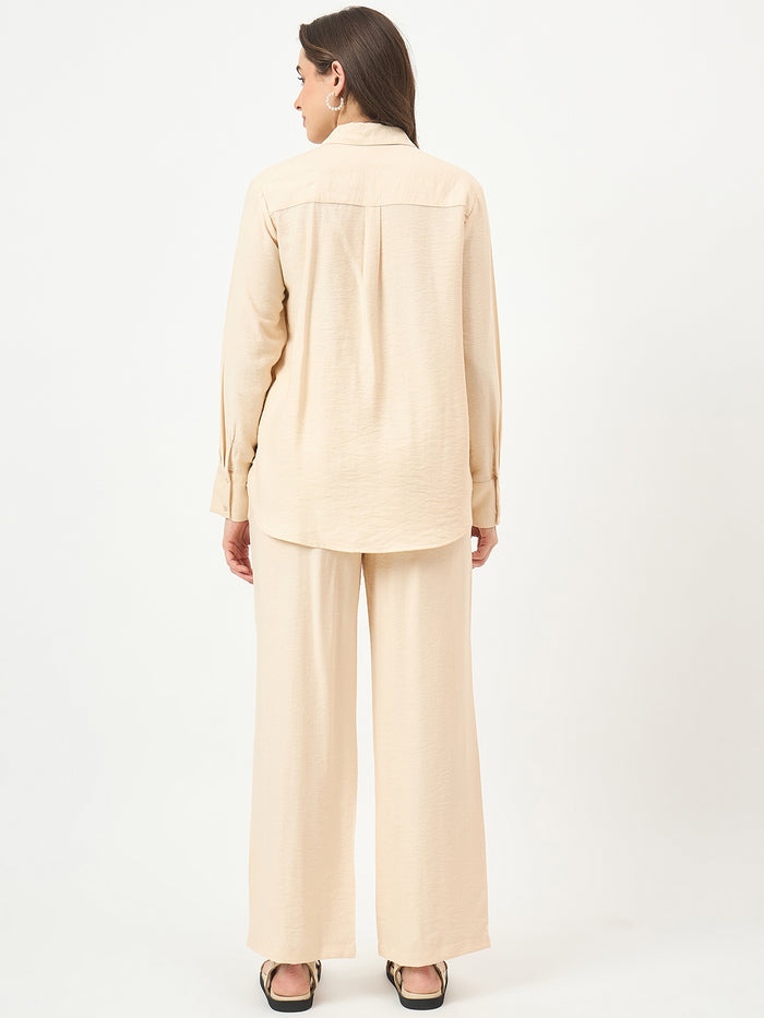 Madame Beige Rayon-Blend Co-ord Top